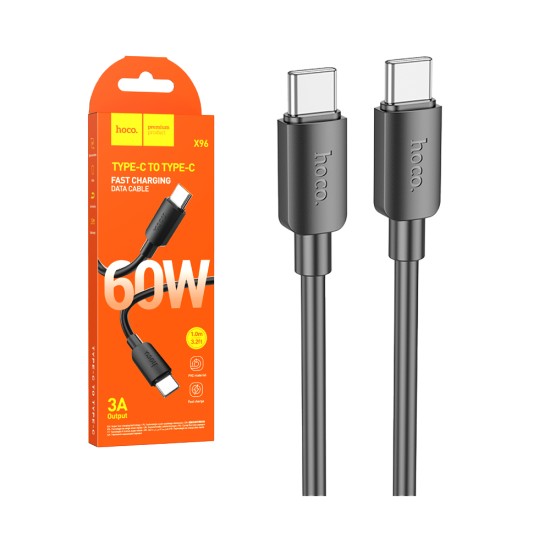 Hoco X96 Fast Hyper 60W 3A Charging Cable Type-c to Type-c 1m Black Hoco X96 Fast Hyper 60W 3A Charging Cable Type-c to Type-c 1m Black
